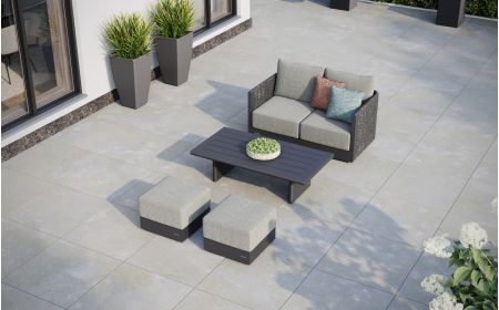Calma L1 Corner Sofa Set & Calma Coffee Table With Footstools