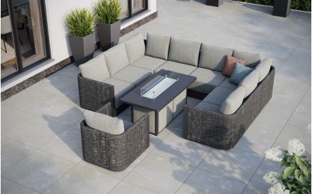 Calma L5 Corner Sofa Set & Lunar Firepit Table With Armchair