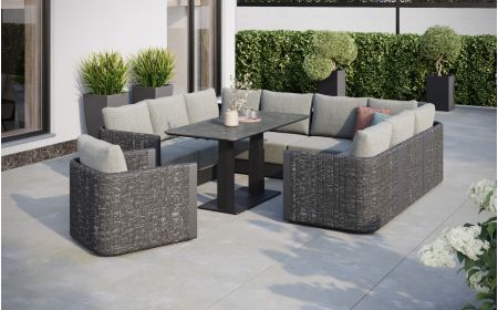 Calma L5 Corner Sofa Set & Rising Dining Table & Coffee Table With Armchair