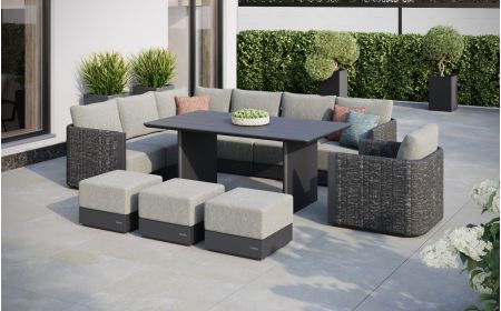 Calma L6 Corner Sofa Set & Belgravia Table With Footstools & Armchair
