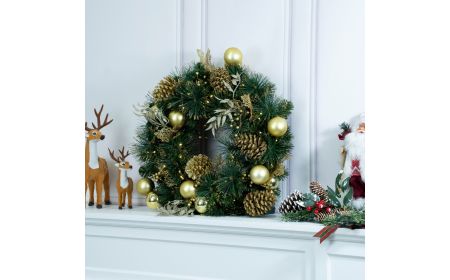 Fernie Pre Lit Wreath 60cm with 50 LED Lights