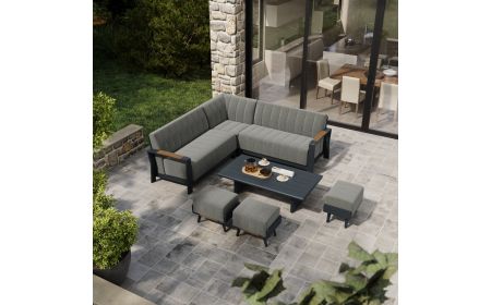 Lunar Corner Sofa with Belgravia Coffee Table and 3 Footstools