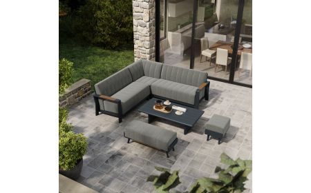 Lunar Corner Sofa with Belgravia Coffee Table and 1 Footstool and Bench