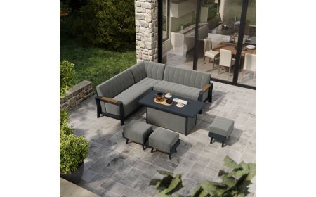 Lunar Corner Sofa with Lunar Coffee Table and 3 Footstools