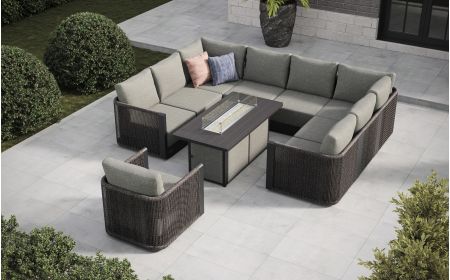 Soho L5 Corner Sofa Set & Lunar Large Firepit Table With Armchair