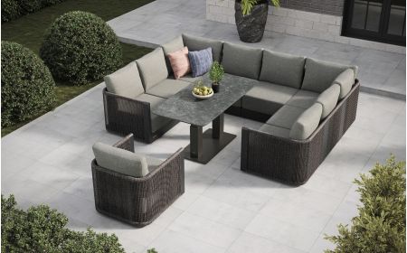 Soho L5 Corner Sofa Set & Rising Dining Table & Coffee Table With Armchair