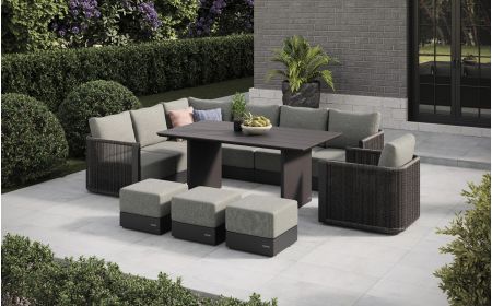 Soho L6 Corner Sofa Set & Belgravia Table With Footstools & Armchair
