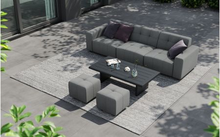 Tribeca L2 Corner Sofa Set & Belgravia Coffee Table With Footstools
