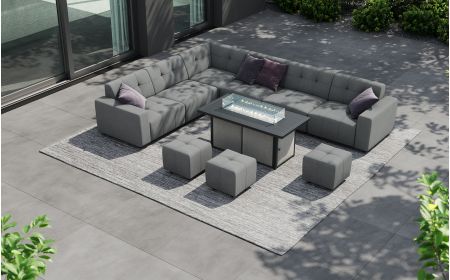 Tribeca L4 Corner Sofa Set & Lunar Firepit Table With Footstools