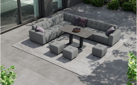 Tribeca L4 Corner Sofa Set & Rising Dining Table & Coffee Table With Footstools