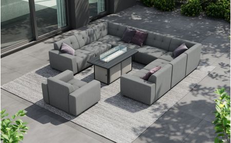 Tribeca L5 Corner Sofa Set & Lunar Firepit Table With Armchair