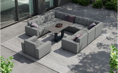 Tribeca L5 Corner Sofa Set & Rising Dining Table & Coffee Table With Armchair