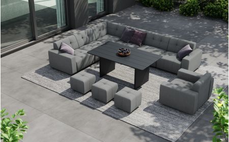 Tribeca L6 Corner Sofa Set & Belgravia Table With Footstools & Armchair