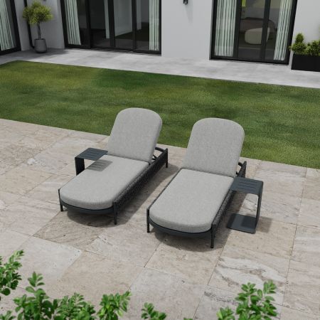 Hampton Dual Sunlounger Set With Twin Belgravia Side Tables