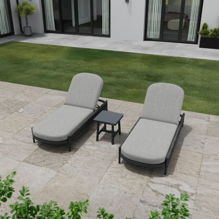 Hampton Dual Sunlounger Set With Bellaire Side Table