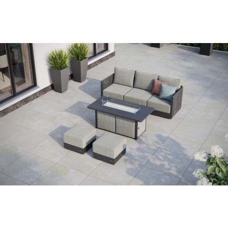 Calma L2 Sofa Set & Lunar Coffee Firepit Table With Footstools