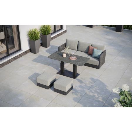 Calma L2 Sofa Set & Rising Coffee Table & Dining Table With Footstools