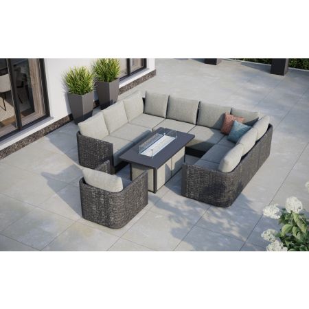 Calma L5 Corner Sofa Set & Lunar Firepit Table With Single Seat Sofa