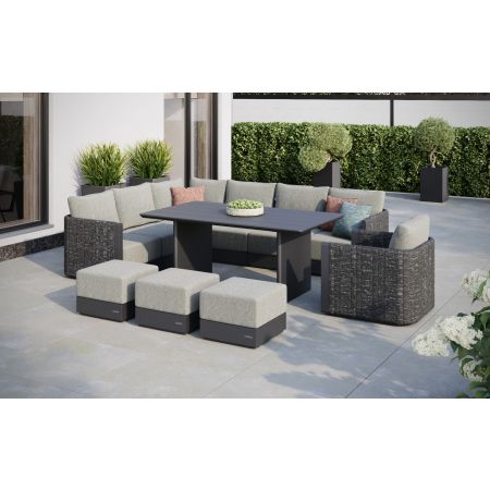 Calma L6 Corner Sofa Set & Belgravia Table With Footstools & Single Seat Sofa