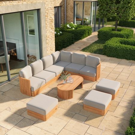 Cayman L2 Extended Corner Sofa with Coffee Table & Three Footstools