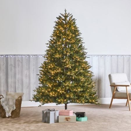 Delores 7.5ft Pre-Lit Artificial Christmas Tree – 1010 Warm Yellow LEDs & Smart Power Pole Technology