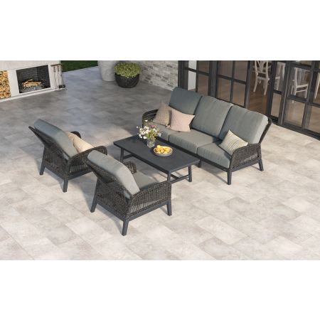 Bellaire L4 3 Seat Sofa Set & Bellaire Coffee Table With 2 Single Seat Sofas