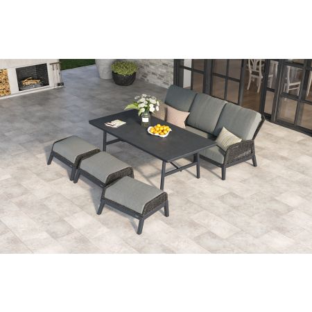 Bellaire L5 Sofa Set & Bellaire Dining Table With Footstools