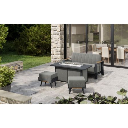 Lunar L2 Sofa Set & Lunar Small Firepit Table With Footstools