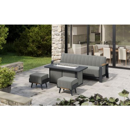 Lunar L3 Sofa Set & Lunar Large Firepit Table With Armchairs