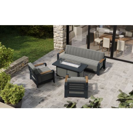 Lunar L4 Sofa Set & Lunar Coffee Firepit Table With Single Seat Sofas