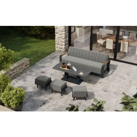 Lunar L5 Sofa Set & Rising Coffee Table & Dining Table With Footstools