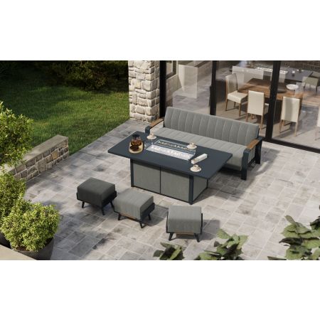Lunar L5 Sofa Set & Lunar Coffee Firepit Table With Footstools