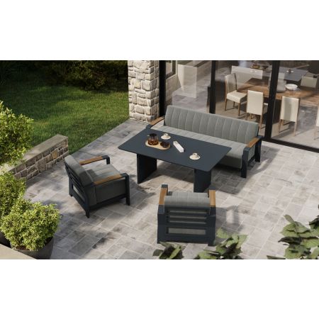 Lunar L6 Sofa Set & Belgravia Table With Single Seat Sofas