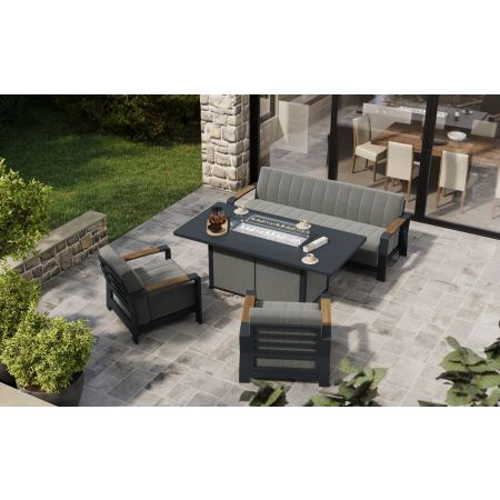 Lunar L6 Sofa Set & Lunar Large Firepit Table With Single Seat Sofas