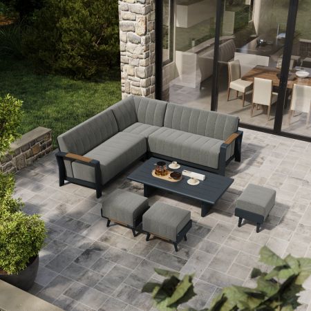 Lunar Corner Sofa with Belgravia Coffee Table and 3 Footstools