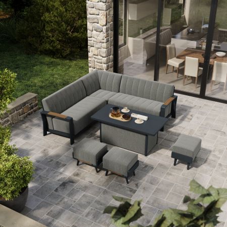 Lunar Corner Sofa with Lunar Coffee Table and 3 Footstools