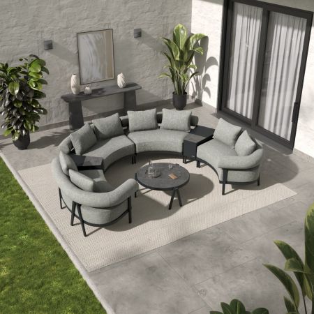 Malba Arc 9 Half Moon Extended Sofa Set with Twin Drinks Cooler & Coffee Table