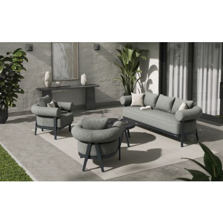 Malba 3 Seater Sofa With 2 Single Seat Sofas And Round Coffee Table
