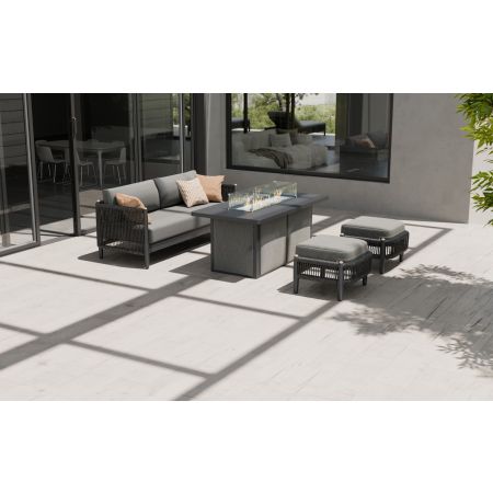 Nord L2 Sofa Set & Lunar Firepit Table With Footstools