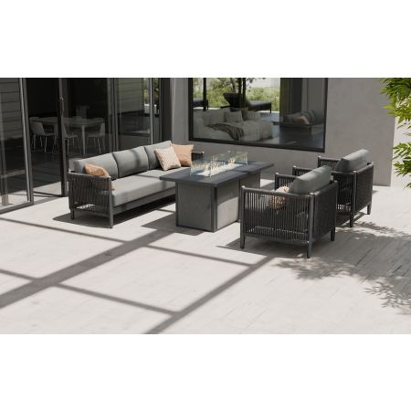 Nord L4 Sofa Set & Lunar Coffee Firepit Table With Single Seat Sofas