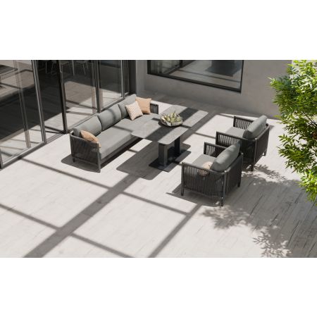 Nord L6 Sofa Set & Rising Coffee Table & Dining Table With Single Seat Sofas