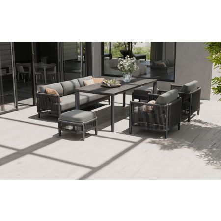 Nord L8 Sofa Set & Large Sloane Dining Table With Footstools & Single Seat Sofas
