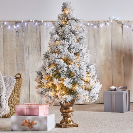 Vermont 4ft 120cm Frosted White Pre Lit Christmas Tree with 120 LED Lights
