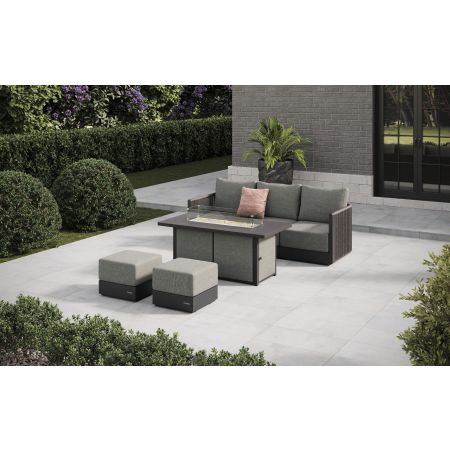 Soho L2 Sofa Set & Lunar Firepit Table With Footstools