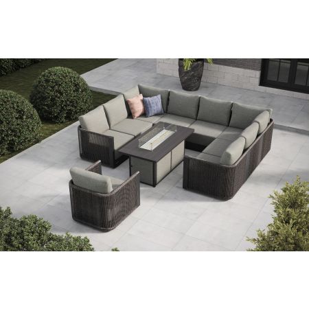 Soho L5 Corner Sofa Set & Lunar Coffee Firepit Table With Single Seat Sofa