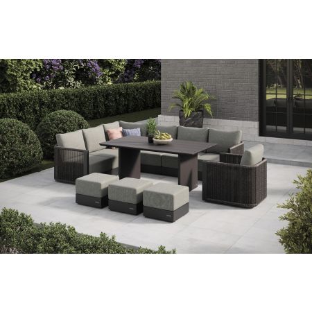 Soho L6 Corner Sofa Set & Belgravia Table With Footstools & Single Seat Sofa