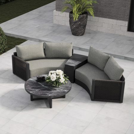 Soho Arc 6 - Twin Half Moon Sofa Set with Armrest Drinks Cooler and Coffee Table