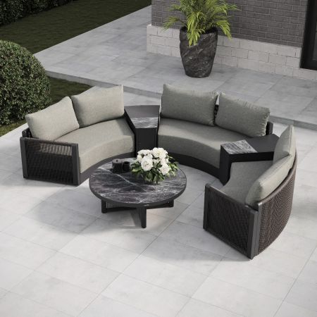 Soho Arc 7 - Half Moon Sofa Set with Twin Armrest Drinks Cooler