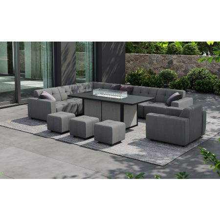 Tribeca L6 Corner Sofa Set & Lunar Large Firepit Table With Footstools & Single Seat Sofa