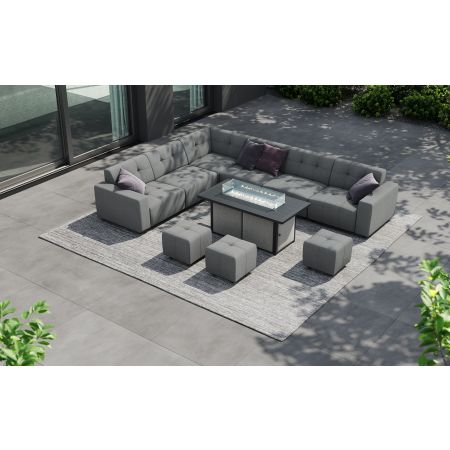Tribeca L4 Extended Corner Sofa Set & Lunar Coffee Firepit Table With Footstools
